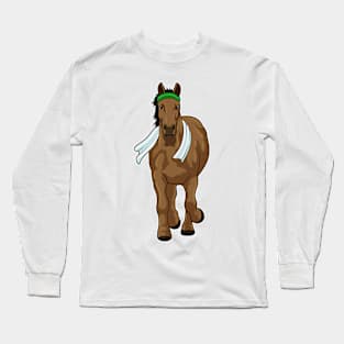 Horse as Runner with Towel Long Sleeve T-Shirt